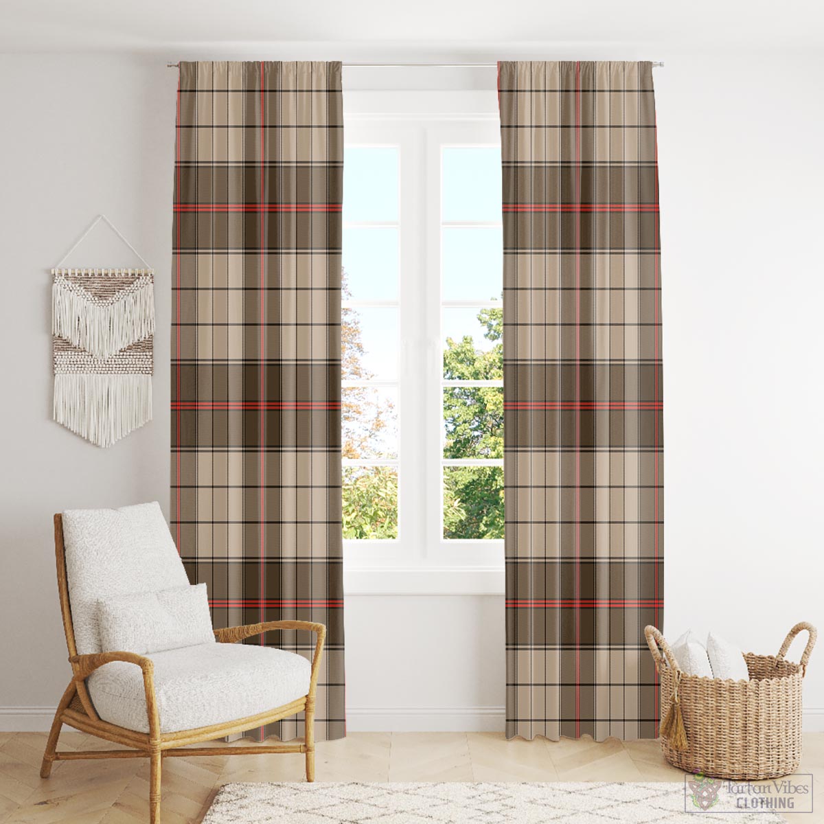 Ulster Brown Modern Tartan Window Curtain