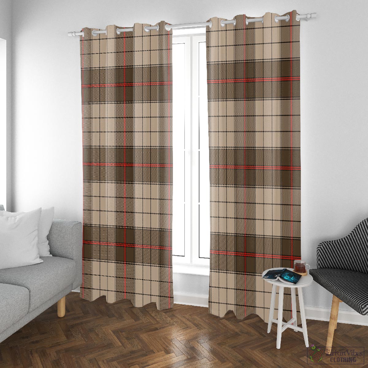 Ulster Brown Modern Tartan Window Curtain