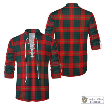 Ulster Red Tartan Men's Scottish Traditional Jacobite Ghillie Kilt Shirt