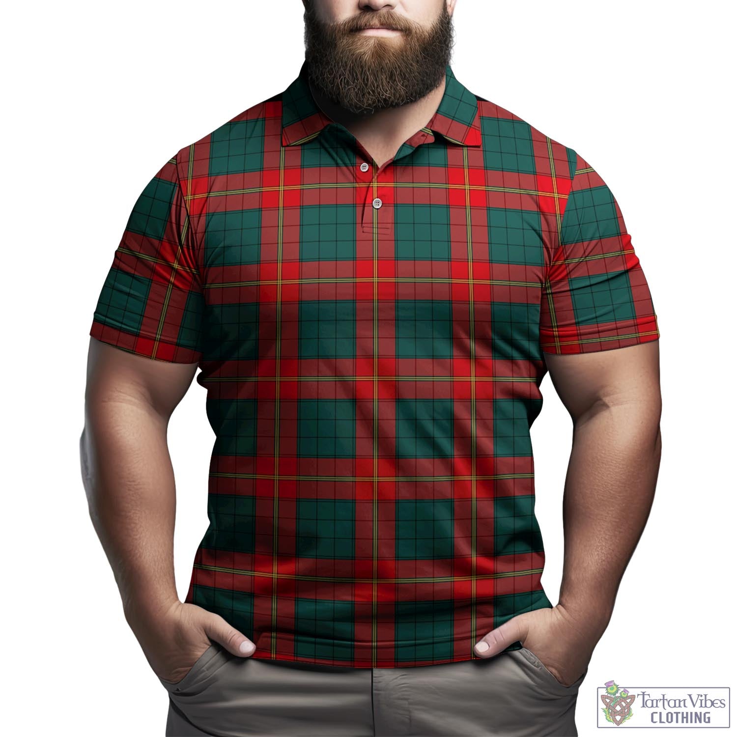 Tartan Vibes Clothing Ulster Red Tartan Mens Polo Shirt