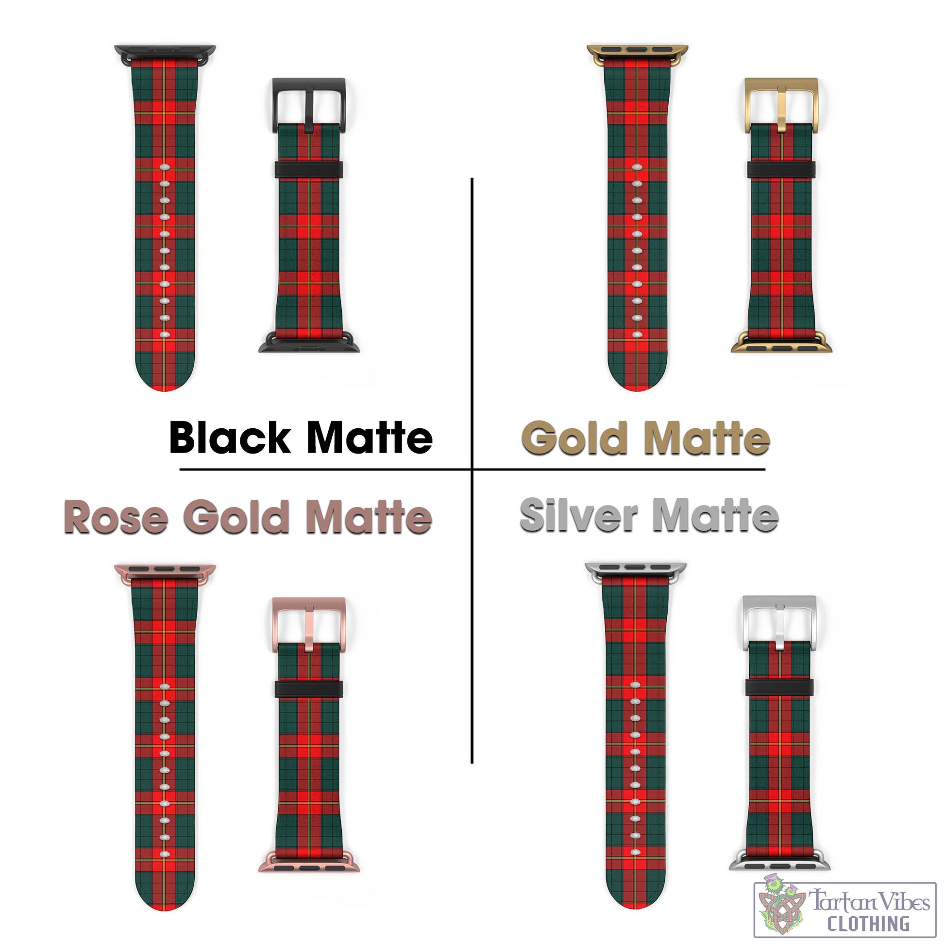 Tartan Vibes Clothing Ulster Red Tartan Watch Band