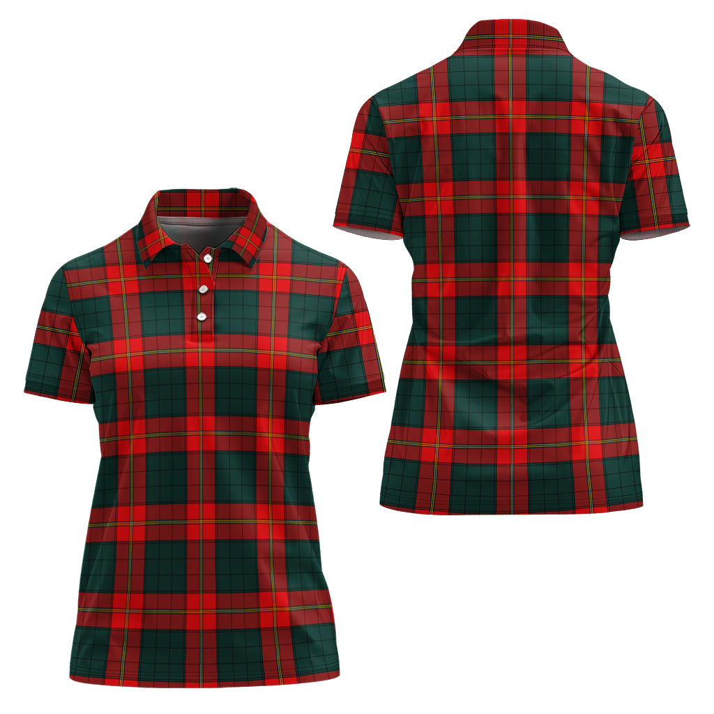 Tartan Vibes Clothing Ulster Red Tartan Polo Shirt For Women