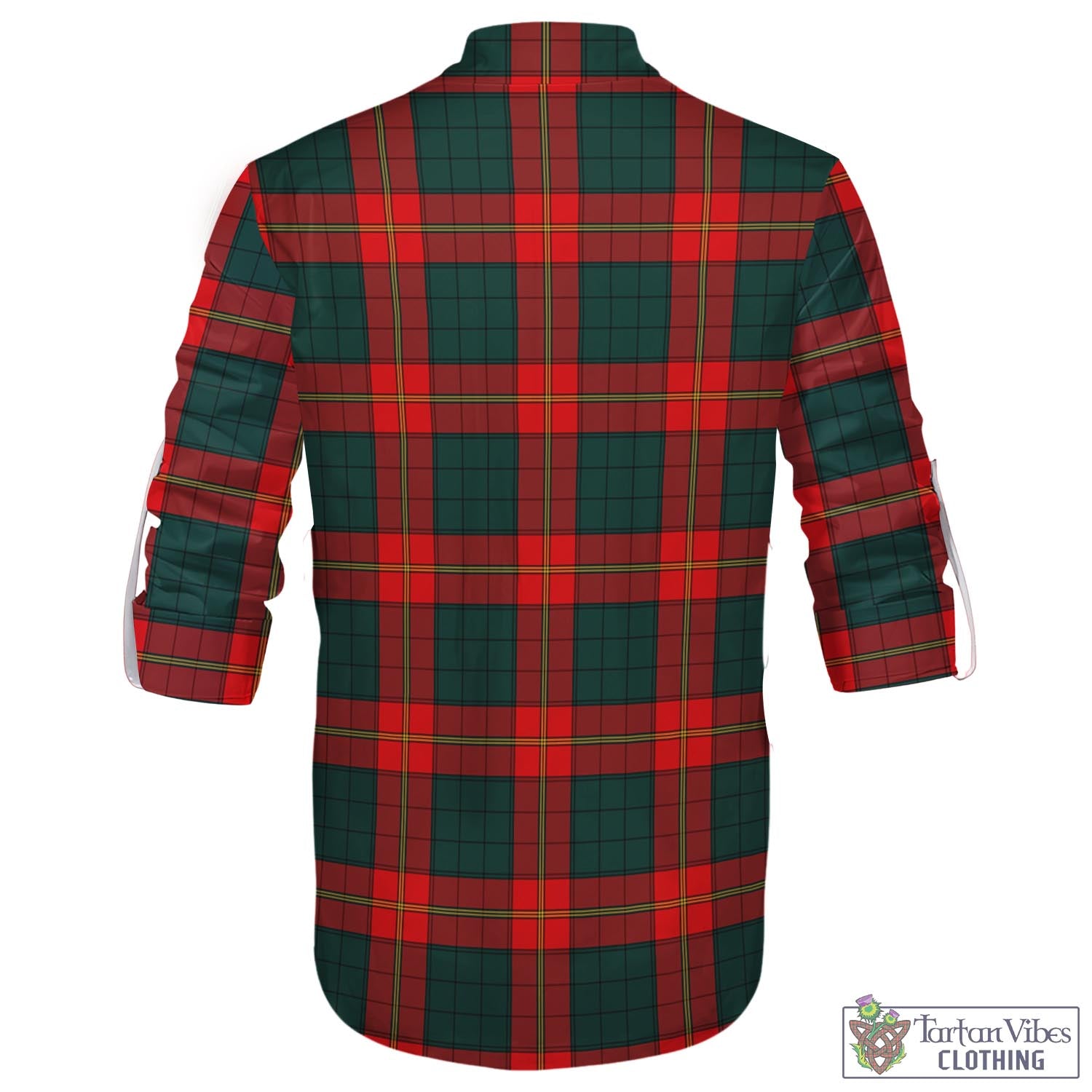 Tartan Vibes Clothing Ulster Red Tartan Men's Scottish Traditional Jacobite Ghillie Kilt Shirt