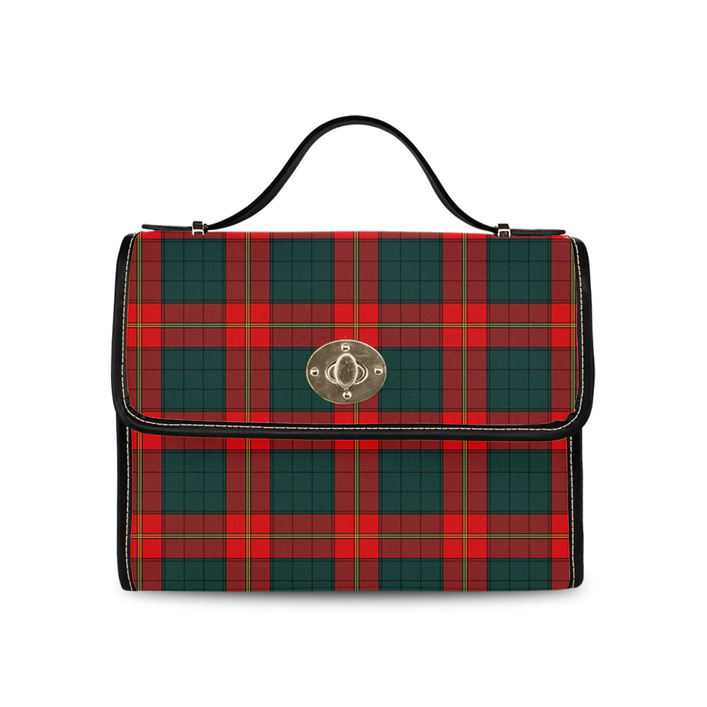 Tartan Vibes Clothing Ulster Red Tartan Leather Strap Waterproof Canvas Bag