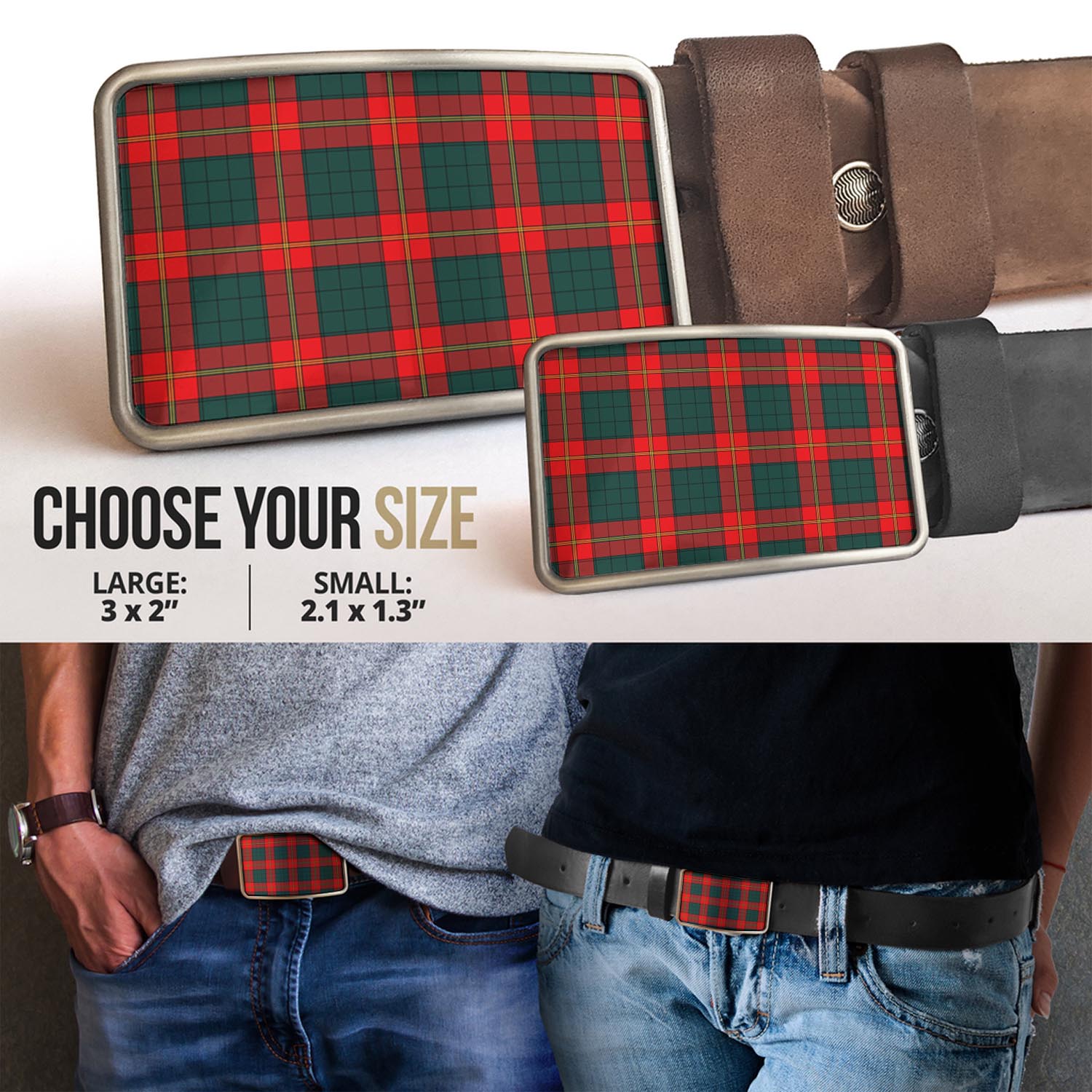 Tartan Vibes Clothing Ulster Red Tartan Belt Buckles