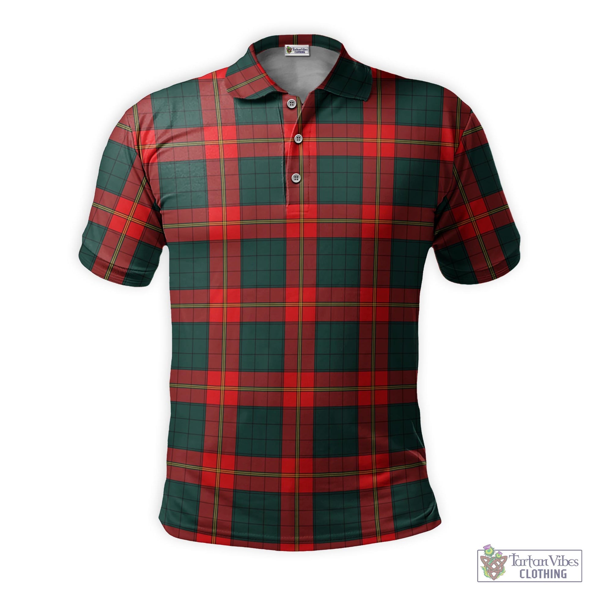 Tartan Vibes Clothing Ulster Red Tartan Mens Polo Shirt