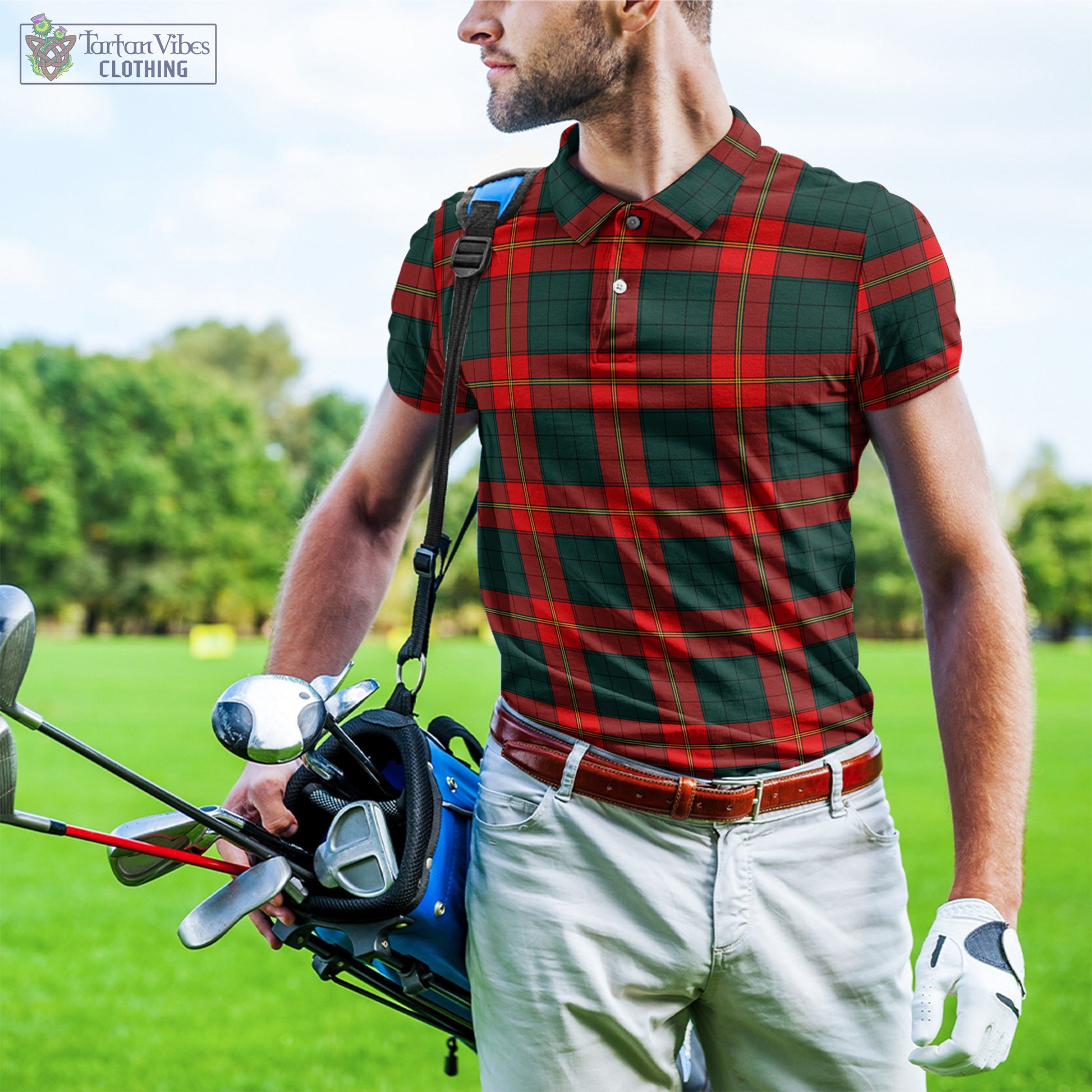 Tartan Vibes Clothing Ulster Red Tartan Mens Polo Shirt