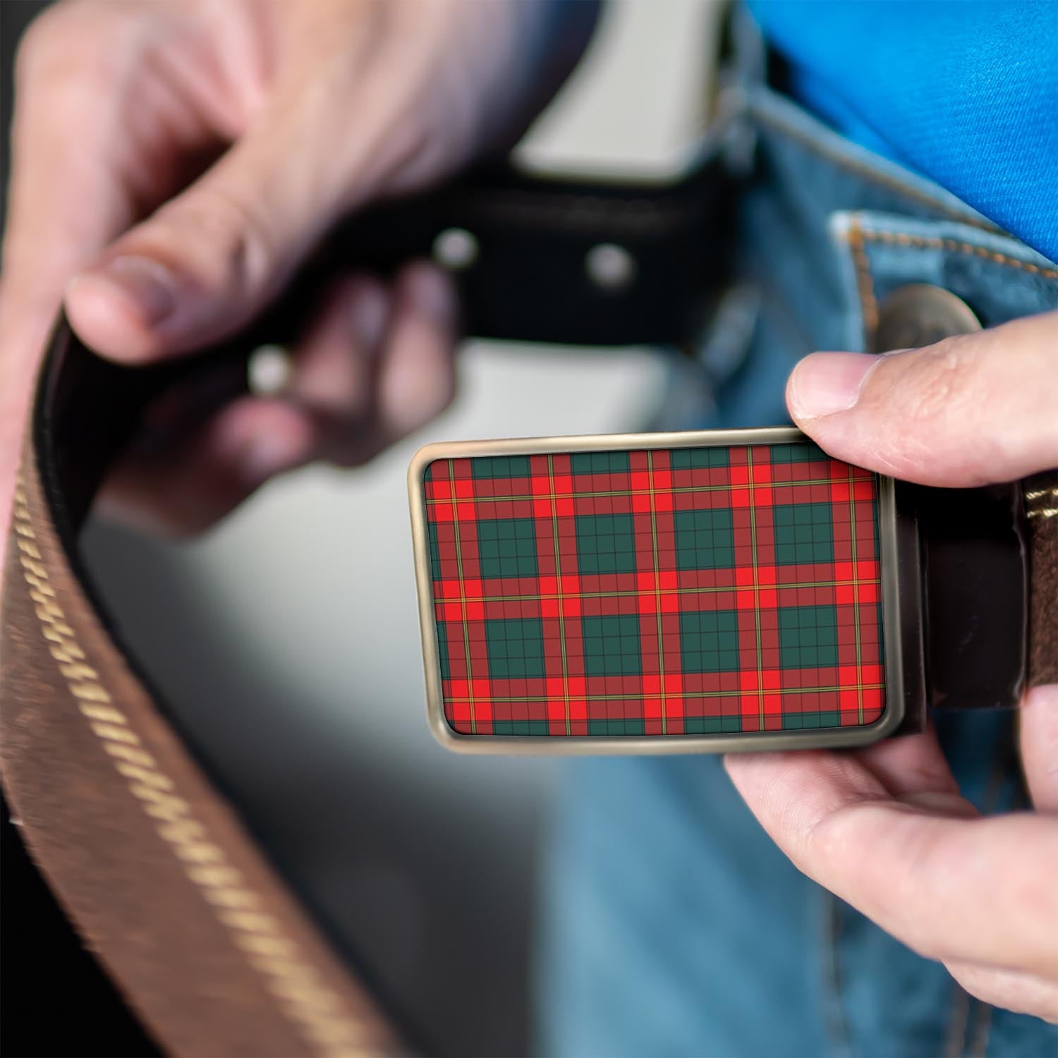 Tartan Vibes Clothing Ulster Red Tartan Belt Buckles