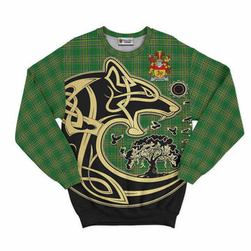 Uniacke Irish Tartan Sweatshirt with Coat of Arms Celtic Wolf Style