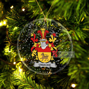 Uniacke Irish Clan Christmas Glass Ornament with Coat of Arms