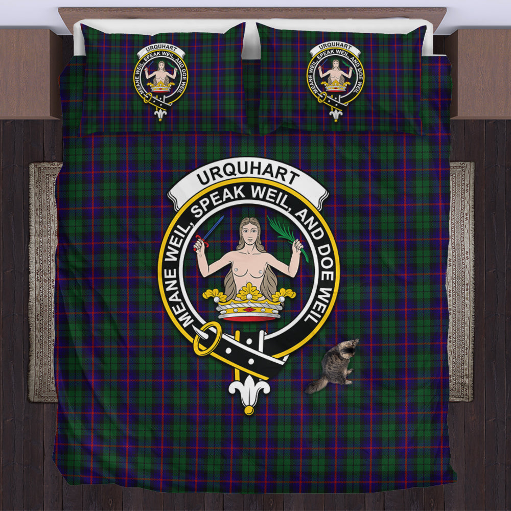 urquhart-tartan-bedding-set-with-family-crest