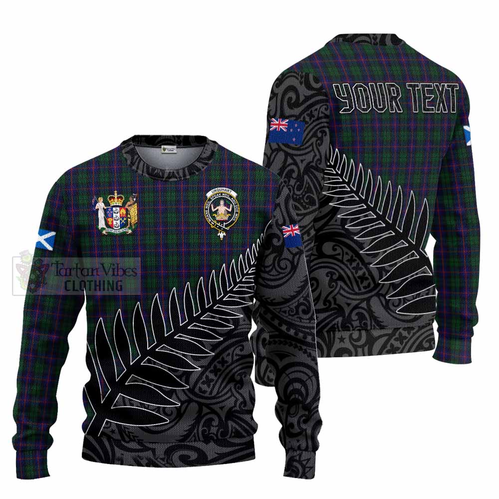 Urquhart Crest Tartan Knitted Sweater with New Zealand Silver Fern Half Style Unisex - Tartan Vibes Clothing