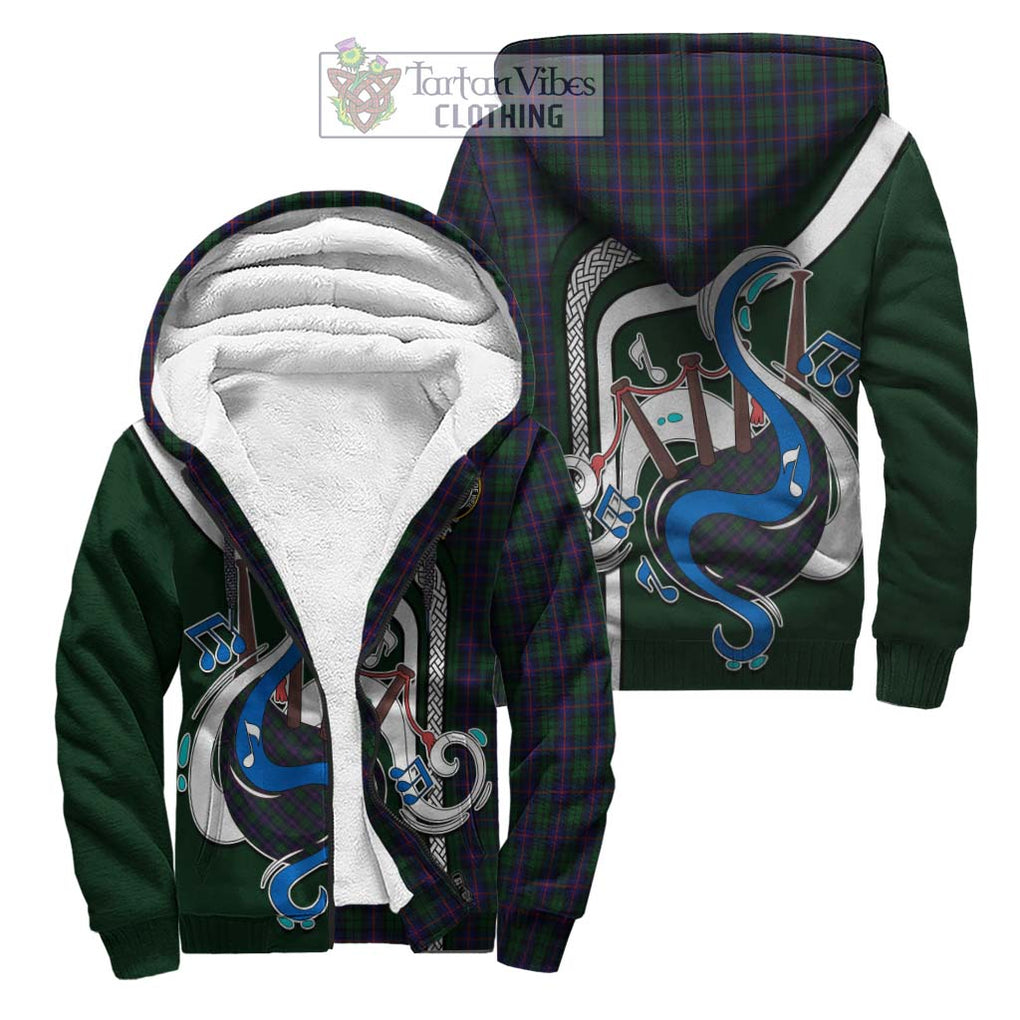 Urquhart Tartan Sherpa Hoodie with Epic Bagpipe Style Unisex S - Tartanvibesclothing Shop