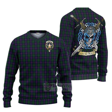 Urquhart Tartan Ugly Sweater with Family Crest Celtic Skull Style