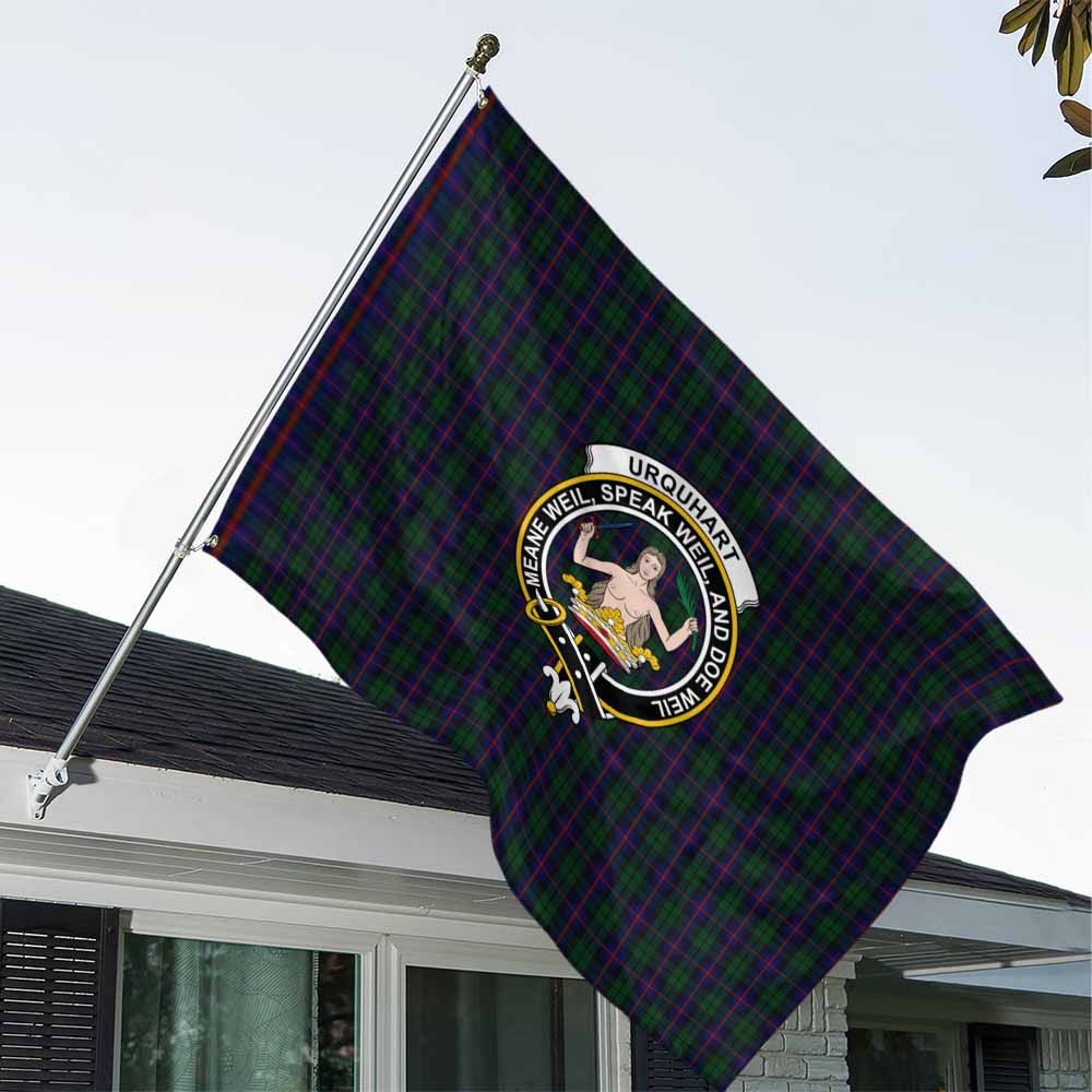 Tartan Vibes Clothing Urquhart Tartan House Flag with Family Crest