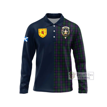 Urquhart Tartan Long Sleeve Polo Shirt Alba with Scottish Lion Royal Arm Half Style