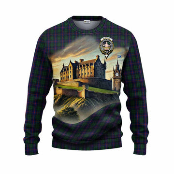 Urquhart Tartan Family Crest Knitted Sweater with Scottish Ancient Castle Style Unisex - Tartan Vibes Clothing