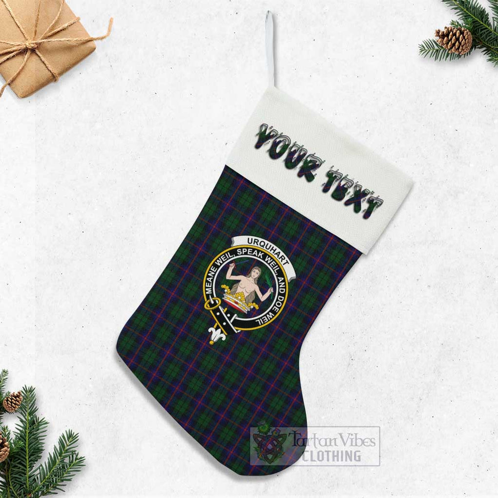 Tartan Vibes Clothing Urquhart Tartan Family Crest Christmas Stocking with Personalized Text