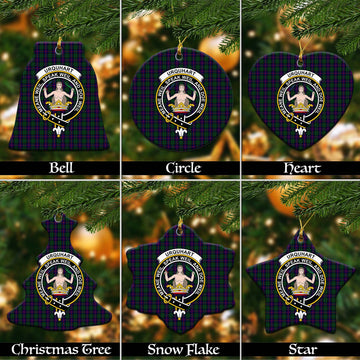 Urquhart Tartan Christmas Ceramic Ornaments with Family Crest