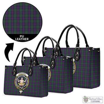 Urquhart Tartan Luxury Leather Handbags with Family Crest