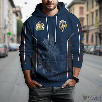 Urquhart Tartan Hoodie with Family Crest and Scottish Thistle Vibes Sport Style