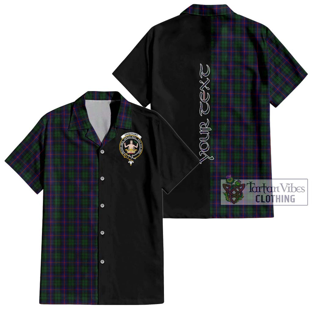 Urquhart Tartan Short Sleeve Button Shirt with Family Crest and Half Of Me Style Kid - Tartanvibesclothing Shop