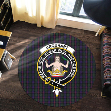 Urquhart Tartan Round Rug with Family Crest