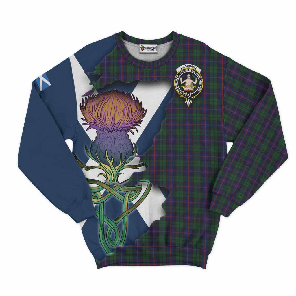 Urquhart Tartan Family Crest Sweatshirt Scottish Thistle Celtic Inspired Unisex - Tartan Vibes Clothing