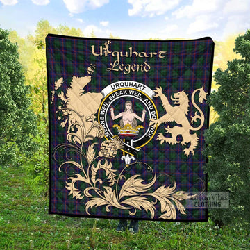 Urquhart Tartan Quilt with Family Crest and Scottish Symbol Style