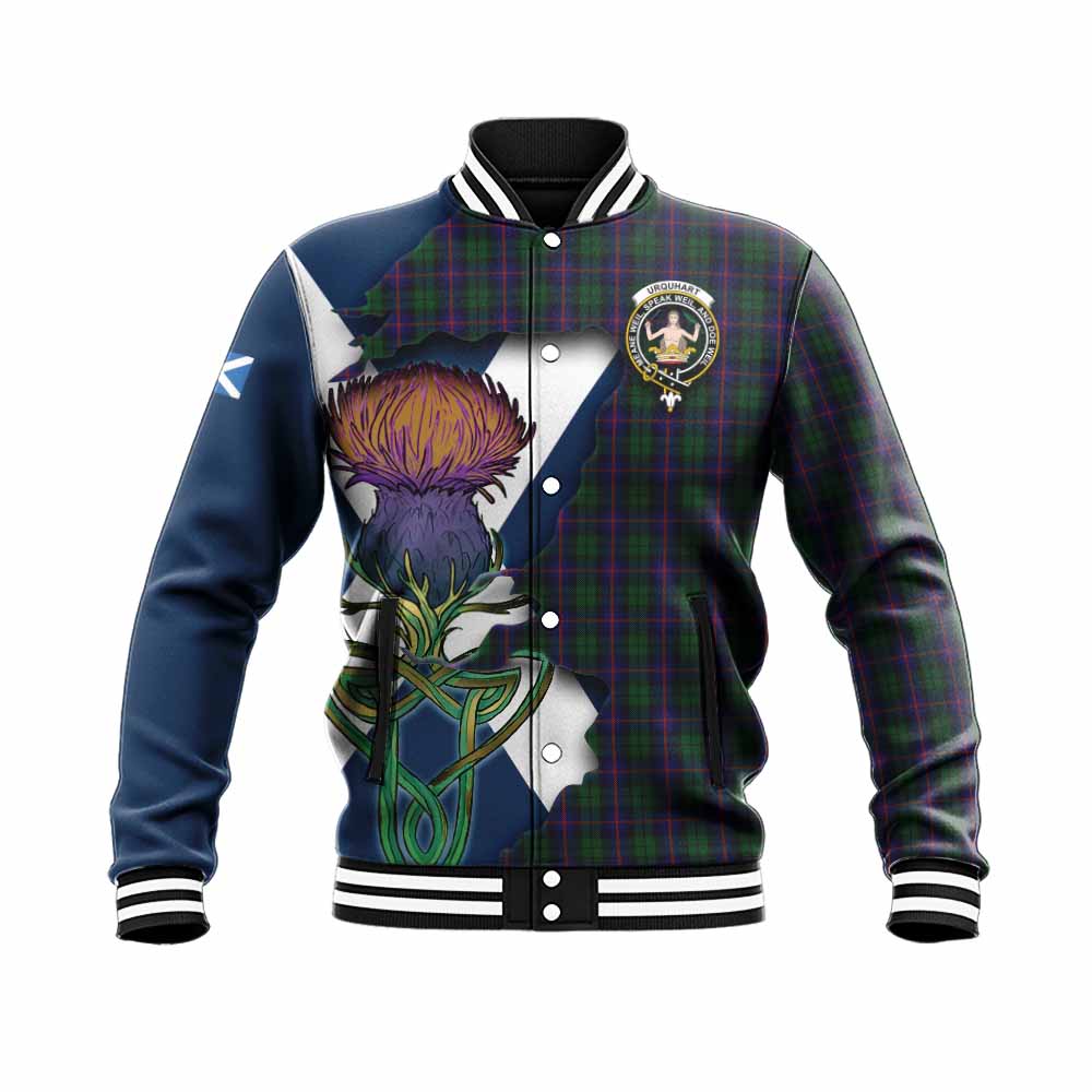 Urquhart Tartan Family Crest Baseball Jacket Scottish Thistle Celtic Inspired Unisex - Tartan Vibes Clothing