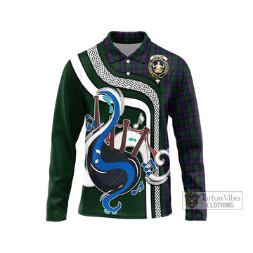 Urquhart Tartan Long Sleeve Polo Shirt with Epic Bagpipe Style