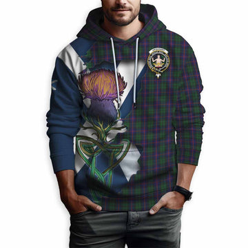 Urquhart Tartan Family Crest Hoodie Scottish Thistle Celtic Inspired Pullover Hoodie - Tartan Vibes Clothing