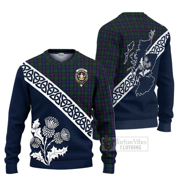 Urquhart Tartan Ugly Sweater Featuring Thistle and Scotland Map