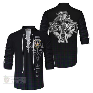 Urquhart Tartan Ghillie Kilt Shirt Featuring Alba Gu Brath Family Crest Celtic Inspired