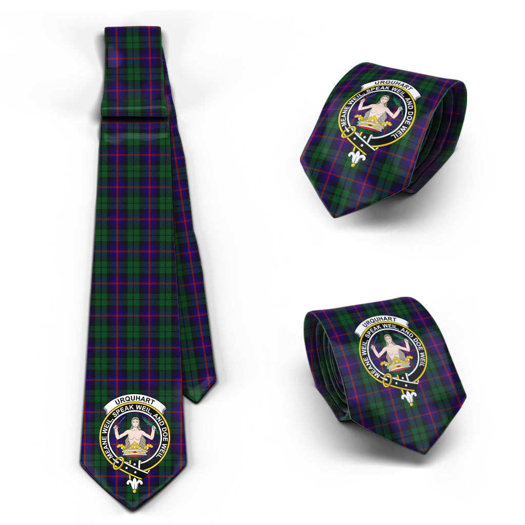 Urquhart Tartan Classic Necktie with Family Crest Necktie One Size - Tartan Vibes Clothing