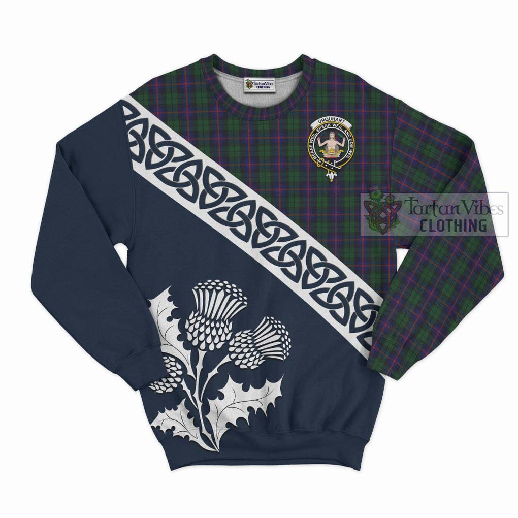 Urquhart Tartan Sweatshirt Featuring Thistle and Scotland Map Unisex - Tartan Vibes Clothing