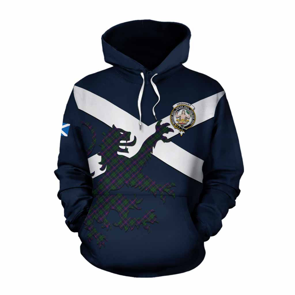 Tartan Vibes Clothing Urquhart Tartan Lion Rampant Cotton Hoodie Proudly Display Your Heritage with Alba Gu Brath and Clan Name