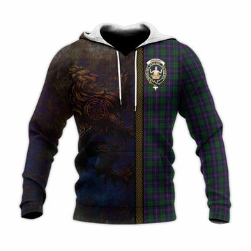 Urquhart Tartan Family Crest Knitted Hoodie Alba Gu Brath Be Brave Lion Ancient Style Unisex Knitted Pullover Hoodie - Tartan Vibes Clothing