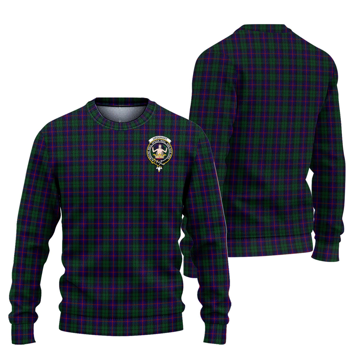 Urquhart Tartan Ugly Sweater with Family Crest Unisex - Tartan Vibes Clothing
