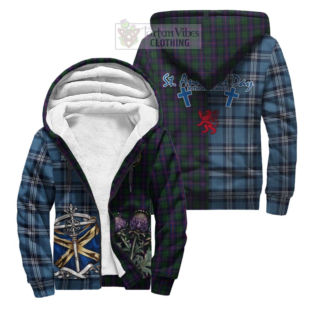 Tartan Vibes Clothing Urquhart Tartan Sherpa Hoodie Happy St. Andrew's Day Half Tartan Style