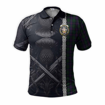 Urquhart Tartan Polo Shirt with Family Crest Cross Sword Thistle Celtic Vibes