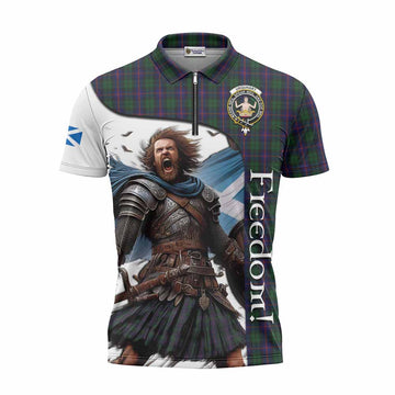 Urquhart Crest Tartan Zipper Polo Shirt Inspired by the Freedom of Scottish Warrior