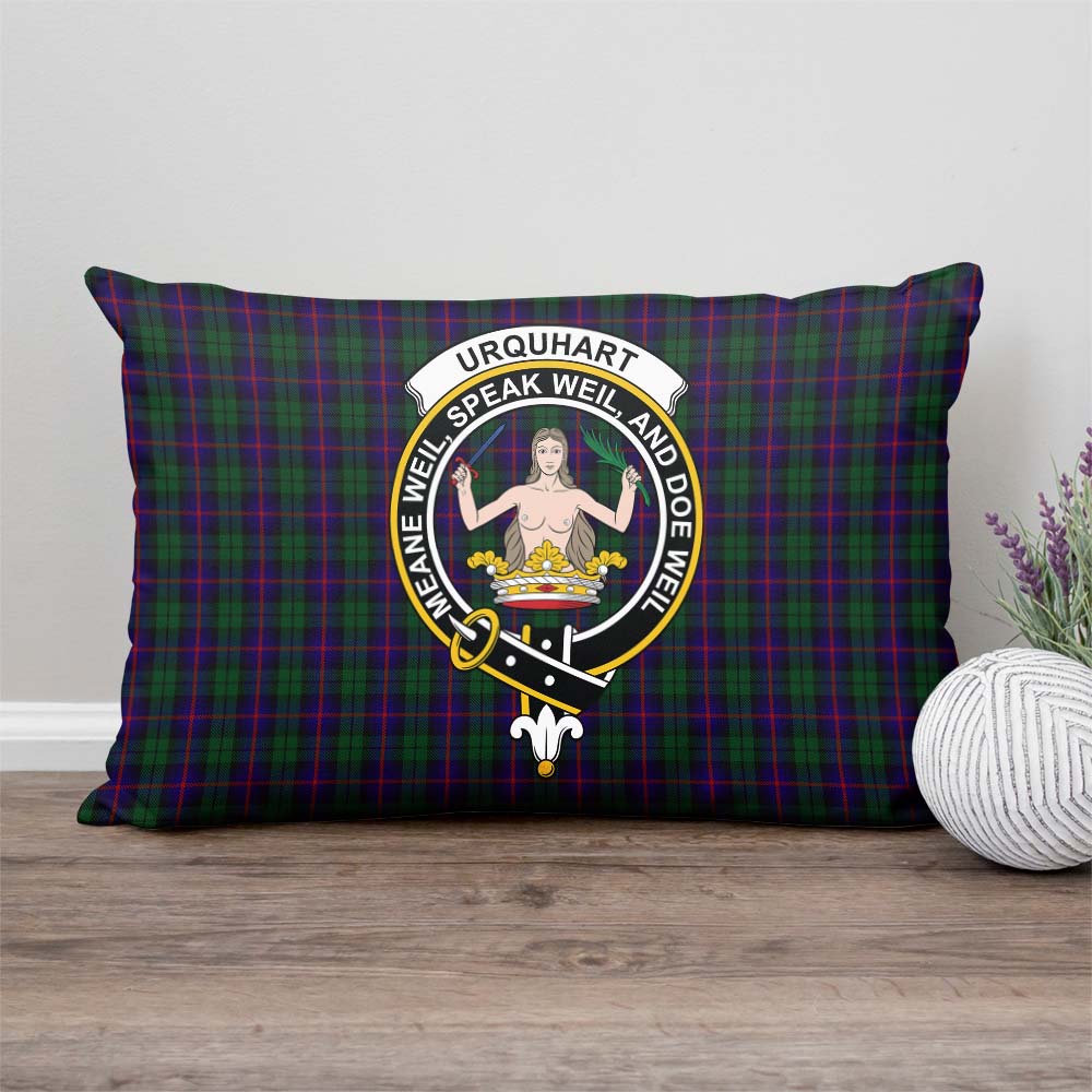 Urquhart Tartan Pillow Cover with Family Crest Rectangle Pillow Cover - Tartanvibesclothing