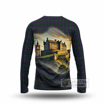 Urquhart Tartan Family Crest Long Sleeve T-Shirt with Scottish Ancient Castle Style - Tartan Vibes Clothing