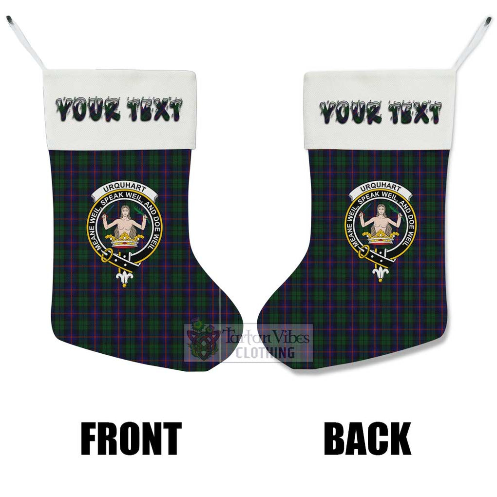 Tartan Vibes Clothing Urquhart Tartan Family Crest Christmas Stocking with Personalized Text