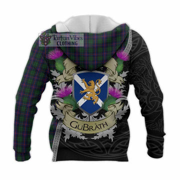 Urquhart Tartan Family Crest Knitted Hoodie Lion Rampant Royal Thistle Shield Celtic Inspired - Tartan Vibes Clothing