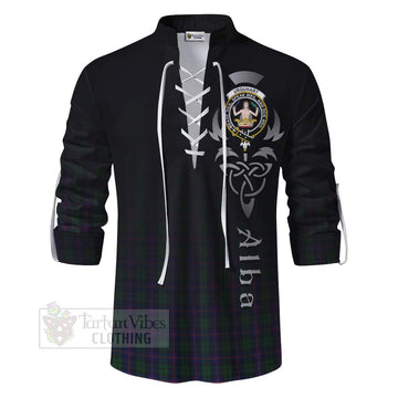 Urquhart Tartan Ghillie Kilt Shirt Featuring Alba Gu Brath Family Crest Celtic Inspired