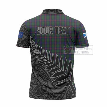 Urquhart Crest Tartan Zipper Polo Shirt with New Zealand Silver Fern Half Style