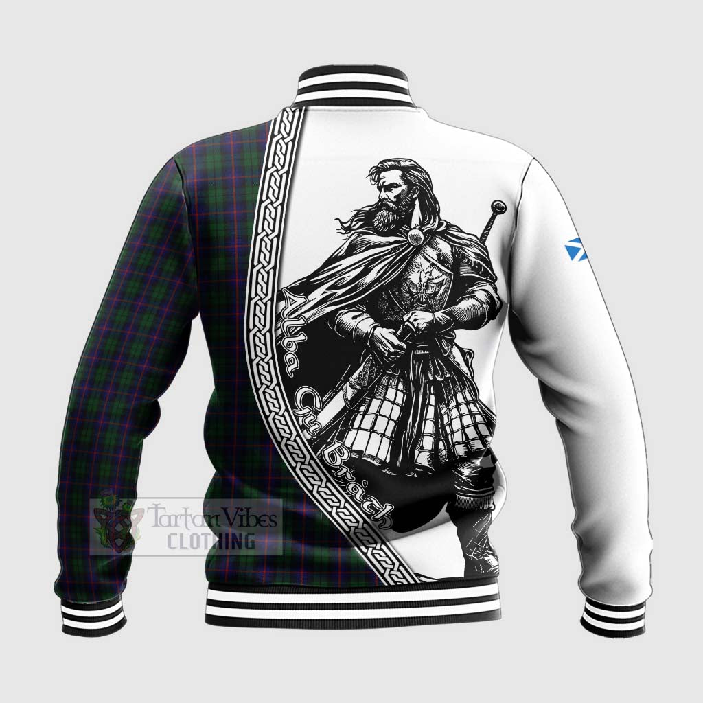 Tartan Vibes Clothing Urquhart Tartan Clan Crest Baseball Jacket with Highlander Warrior Celtic Style