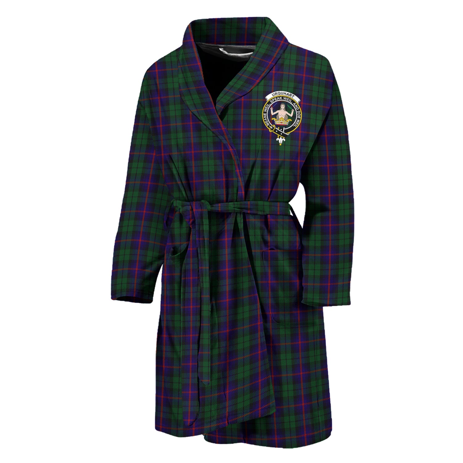 Urquhart Tartan Bathrobe with Family Crest Unisex M - Tartan Vibes Clothing